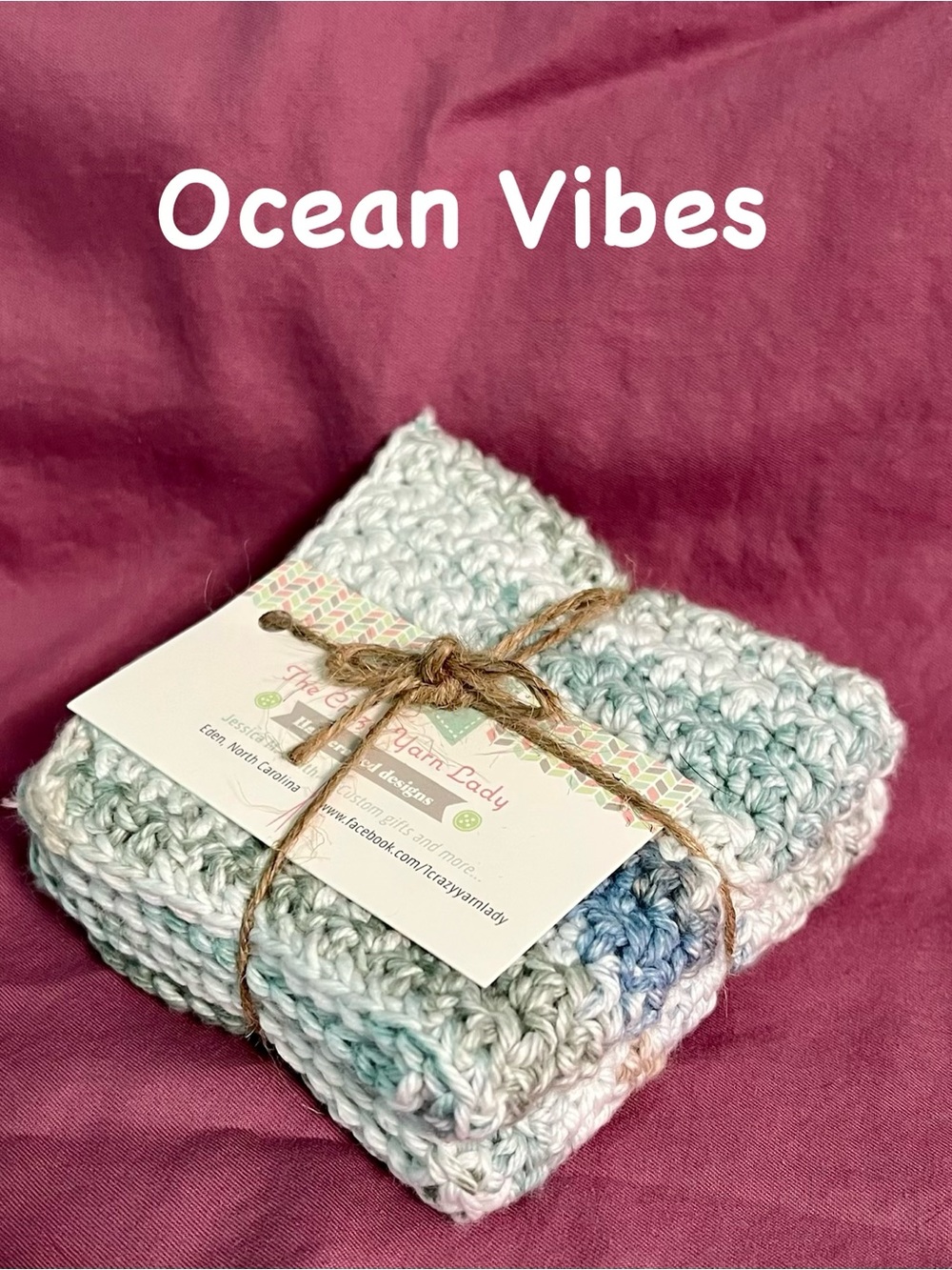 Ocean Vibes Handcrafted Cotton Crochet Dishcloth Set